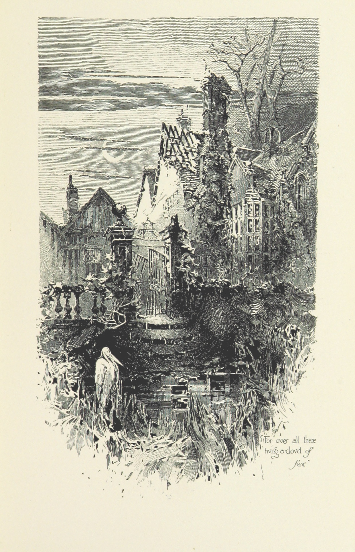 a drawing of a haunted house